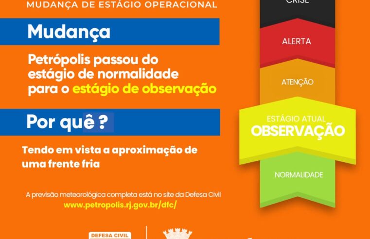 Defesa Civil emite alerta via SMS de pancadas de chuva em Petrópolis