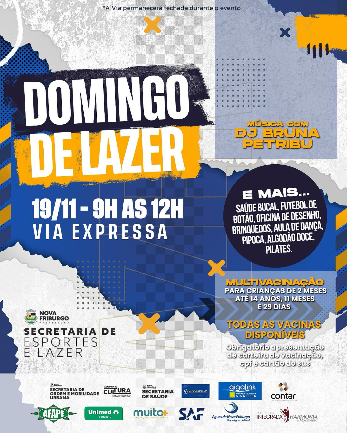 Edição de novembro do Domingo de Lazer será realizado neste domingo (19), em Nova Friburgo