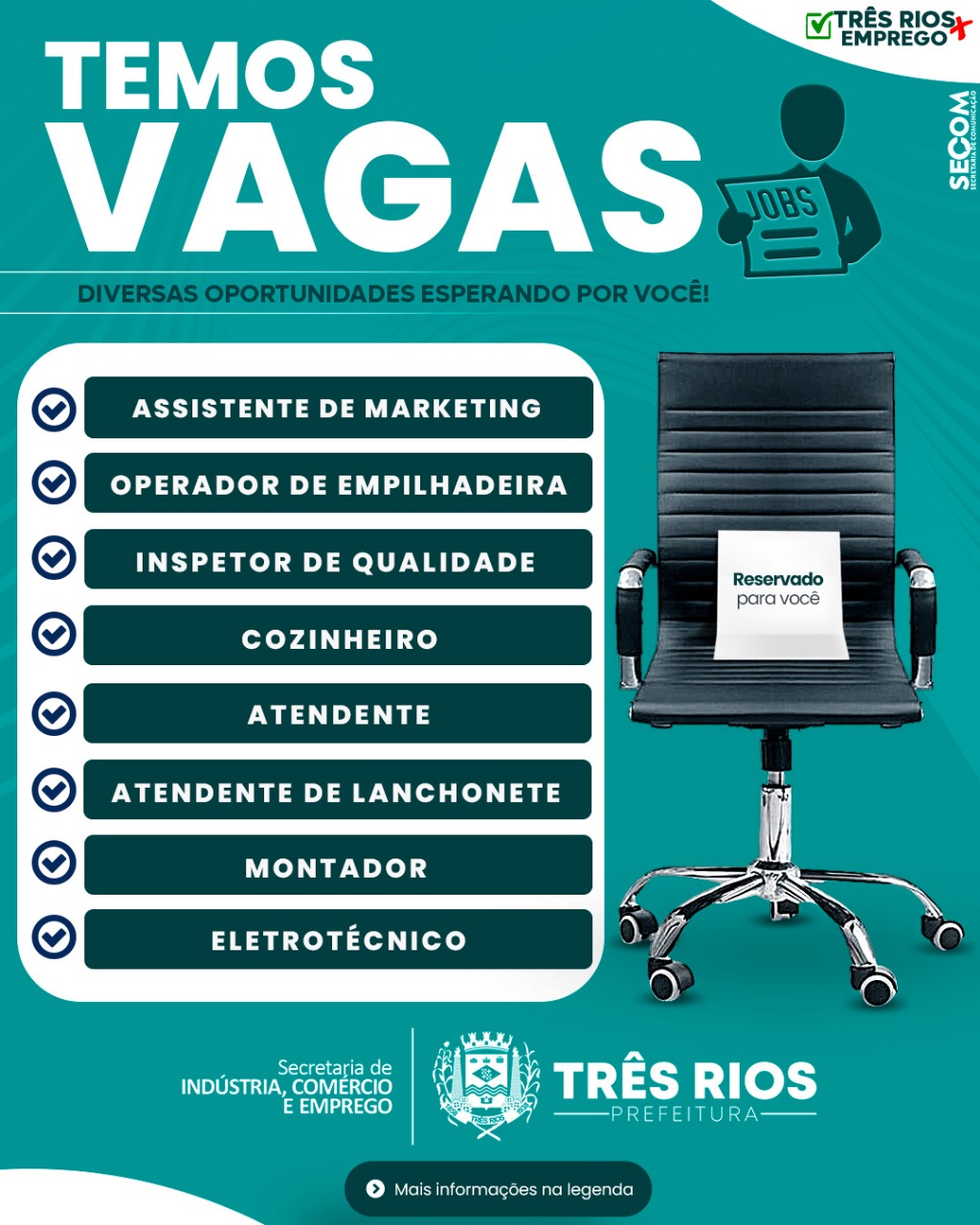 Programa TR+Emprego oferece diversas vagas esta semana