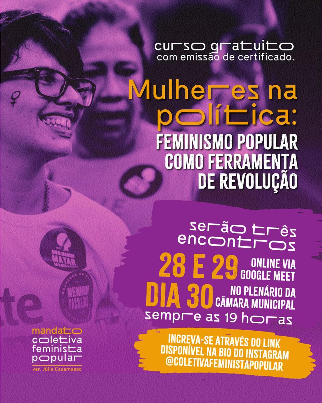 Inscrições para curso sobre participação das mulheres na política estão abertas