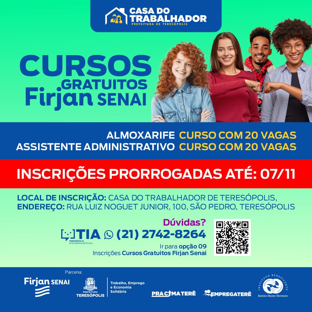 Inscrições para os cursos de assistente administrativo e de almoxarife terminam nesta terça, 07/11, na Casa do Trabalhador de Teresópolis