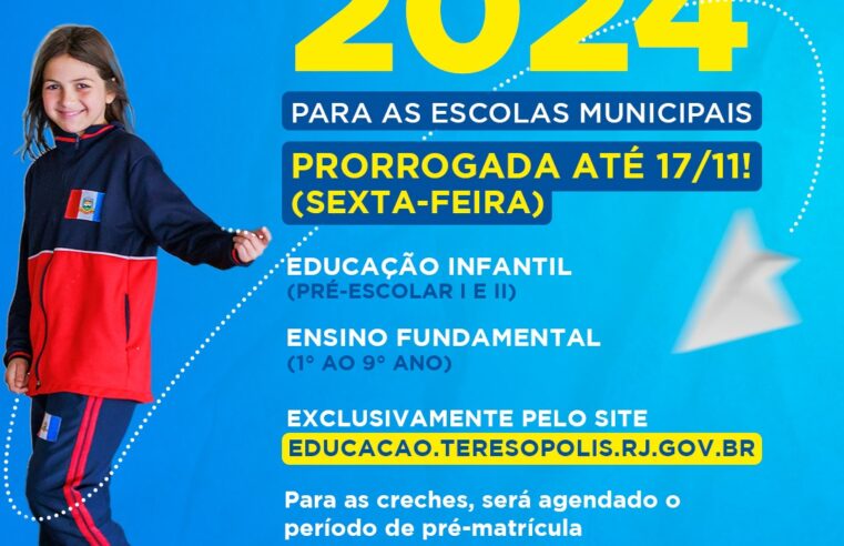 Pré-matrícula on-line para alunos novos de Pré-escolar ao 9º ano é prorrogada até a próxima sexta, 17