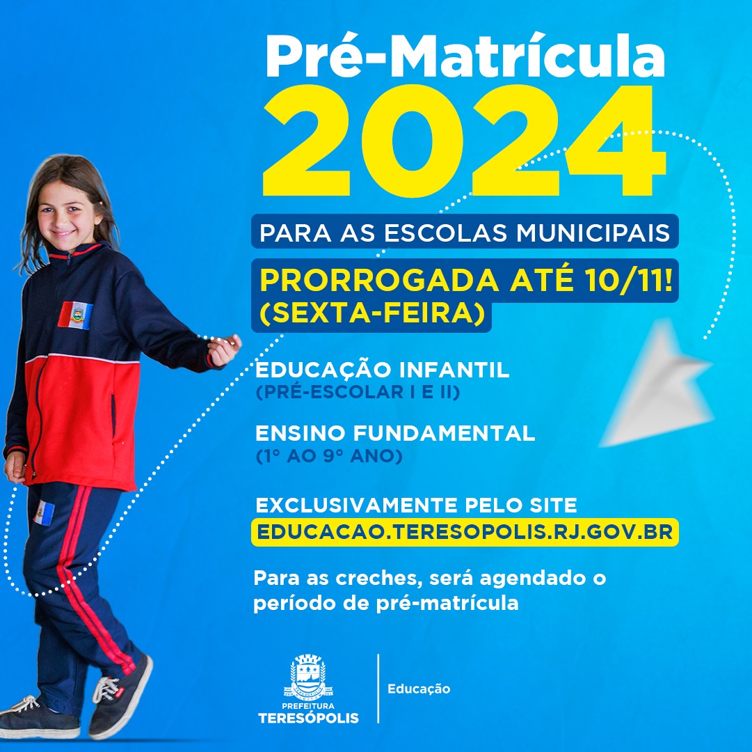 Pré-matrícula on-line para alunos novos de Pré-escolar ao 9º ano é prorrogada até a próxima sexta, 10
