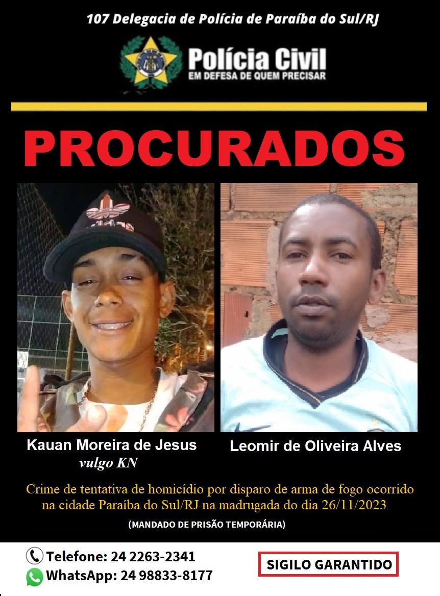 Paraíba do Sul: polícia identifica autores de disparos com arma de fogo no último fim de semana