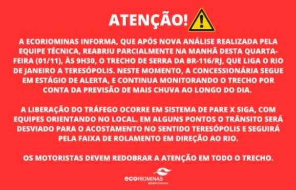 Serra para Teresópolis em operação Pare e Siga