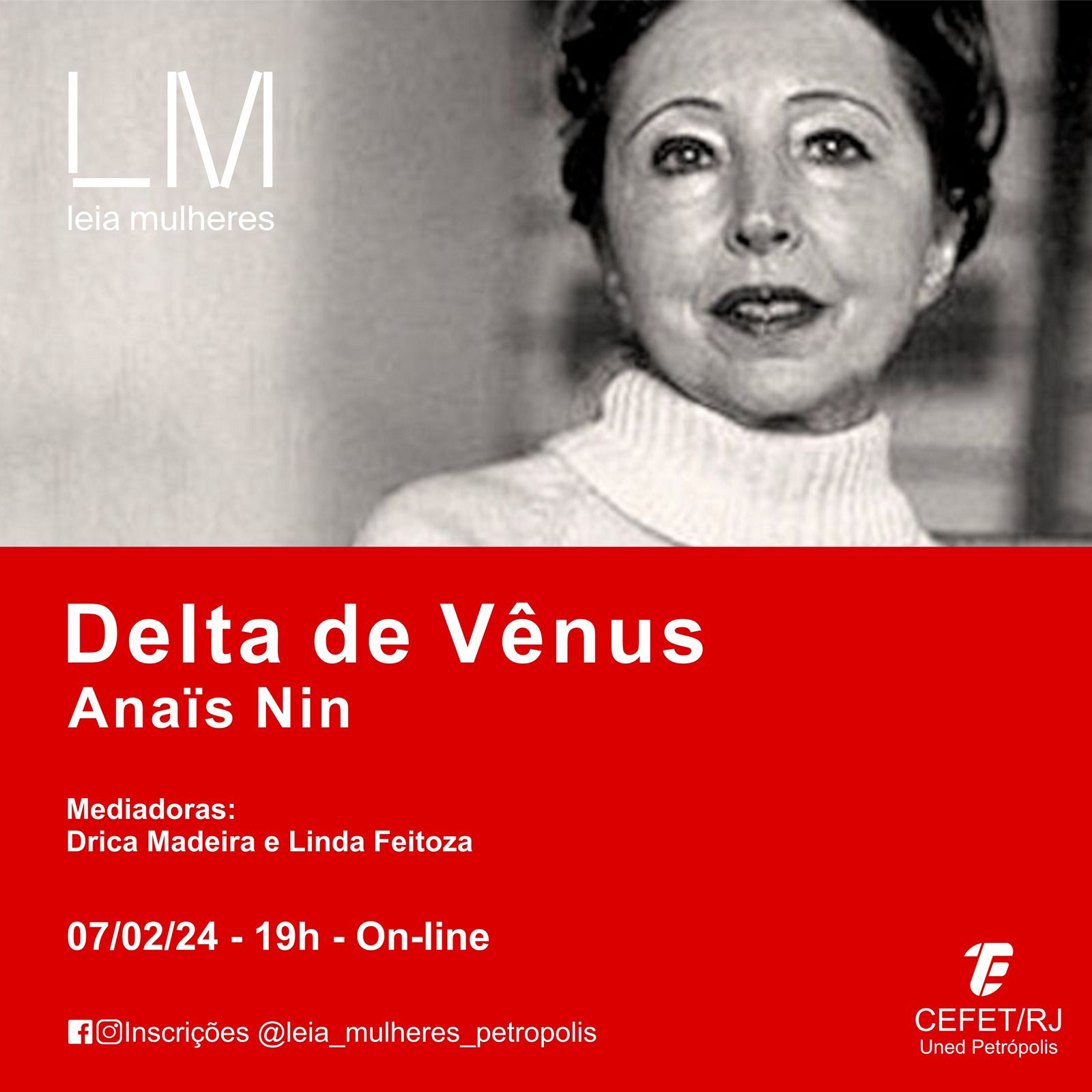 “Delta de Vênus, de Anaïs Nin, é a próxima obra do clube de leitura Leia Mulheres Petrópolis 