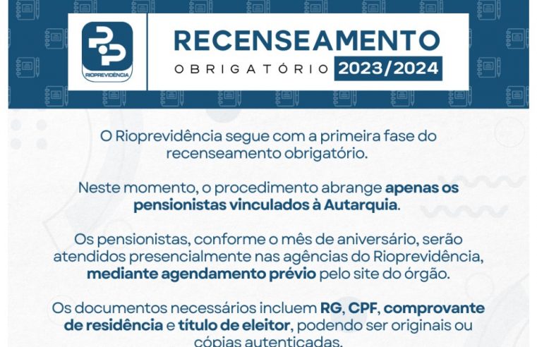 Rioprevidência convoca pensionistas nascidos em janeiro para censo obrigatório