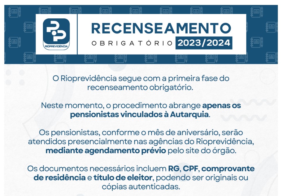 Rioprevidência convoca pensionistas nascidos em janeiro para censo obrigatório