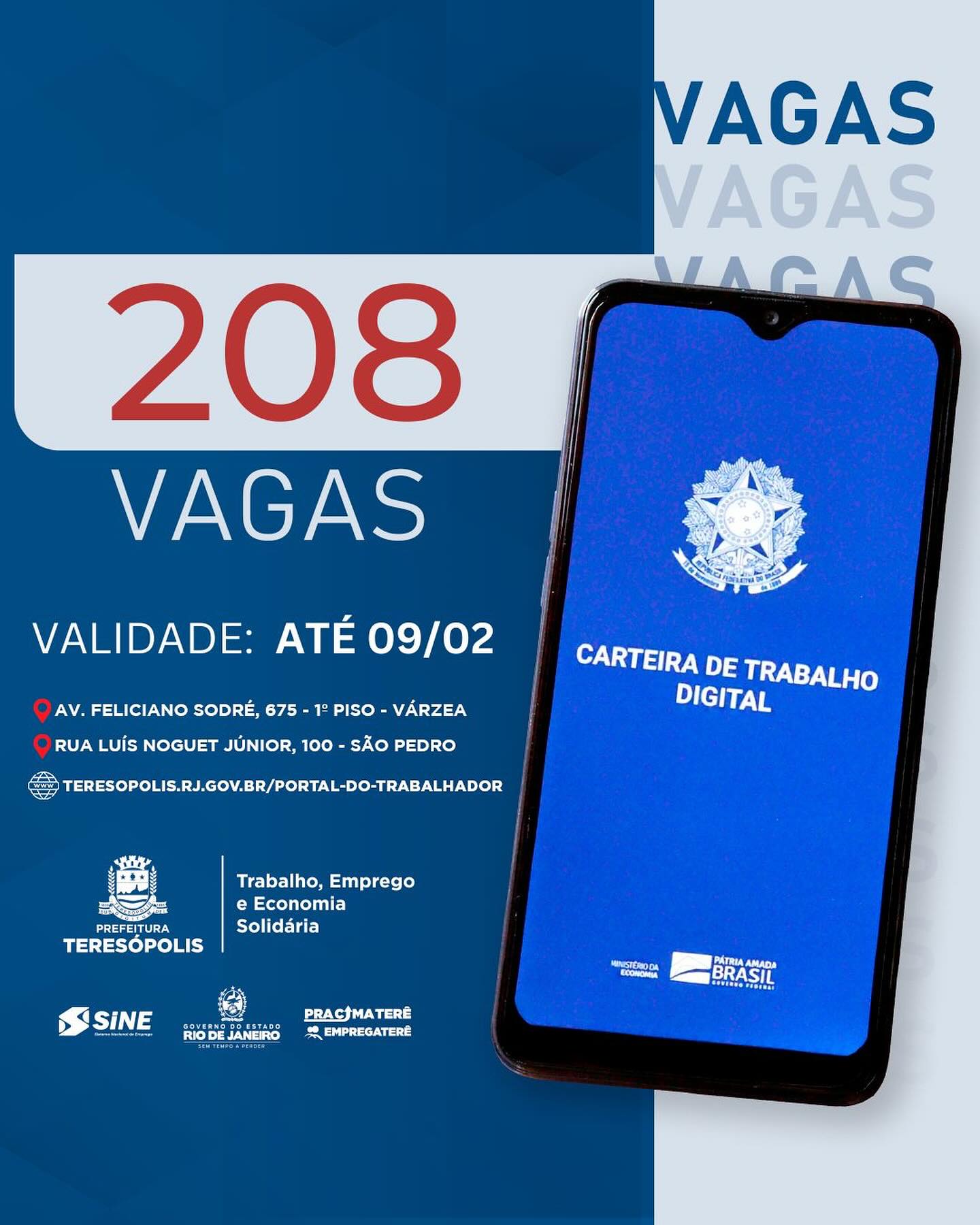 “Emprega Terê”: Sine divulga 208 vagas de emprego
