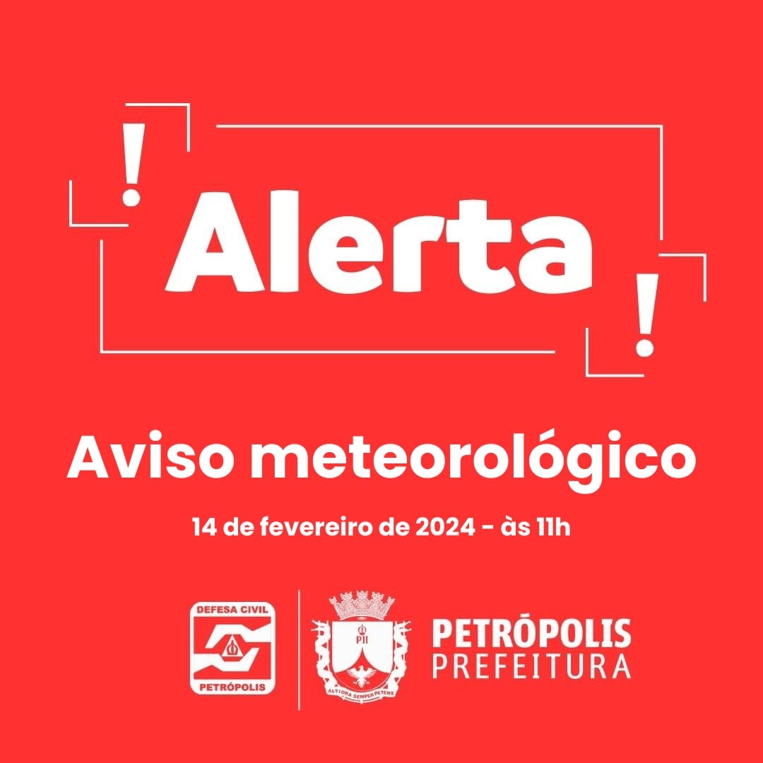 Defesa Civil de Petrópolis emite aviso meteorológico devido à instabilidade do tempo