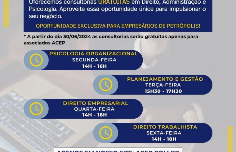 ACEP oferece consultoria gratuita em diferentes aspectos na administração das empresas