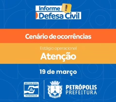 Defesa Civil de Petrópolis contabiliza 06 registros de ocorrências em função da chuva desta terça-feira (19)