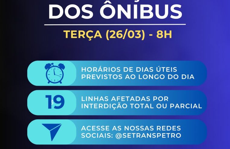 Operação dos ônibus em Petrópolis nesta terça-feira (26)