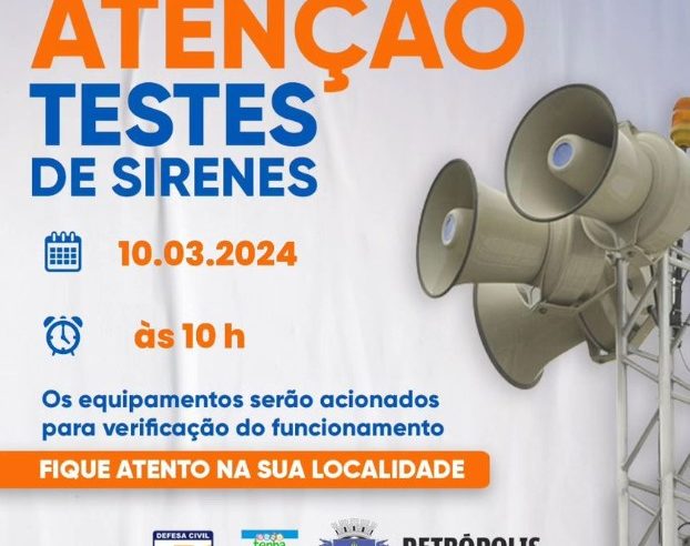 Defesa Civil faz teste de Sirenes nos primeiro e terceiro distritos de Petrópolis