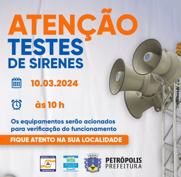 Defesa Civil faz teste de Sirenes nos primeiro e terceiro distritos de Petrópolis
