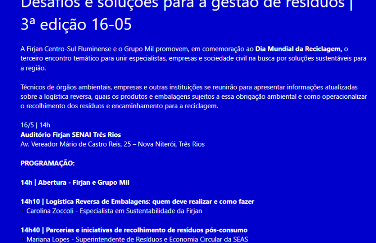 Grupo Mil integrará da 3ª edição do “Desafios e soluções para gestão de resíduos” 
