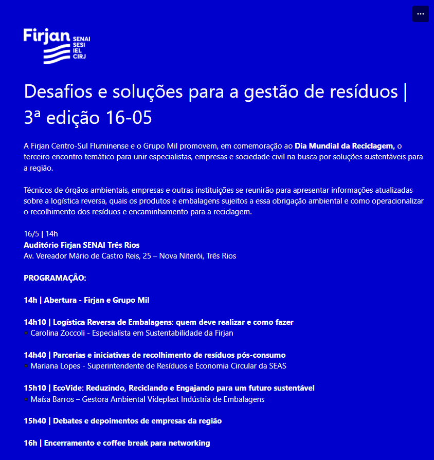 Grupo Mil integrará da 3ª edição do “Desafios e soluções para gestão de resíduos” 