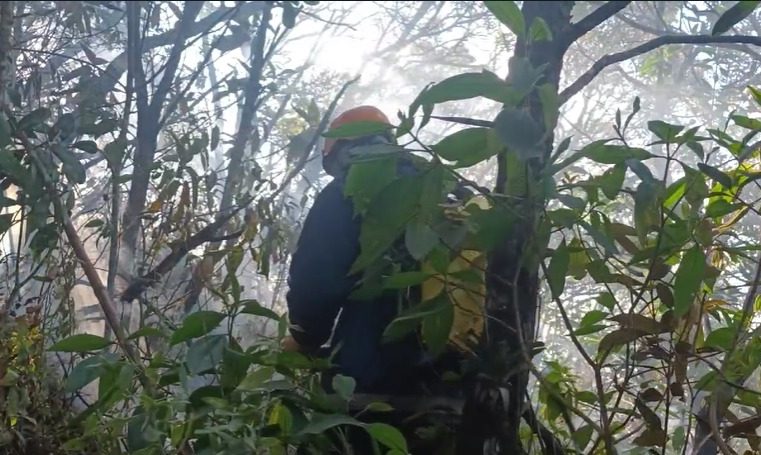 Corpo de Bombeiros combate incêndio em Petrópolis