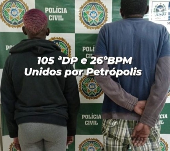 Casal é preso em flagrante por roubar e ameaçar pessoas em Petrópolis