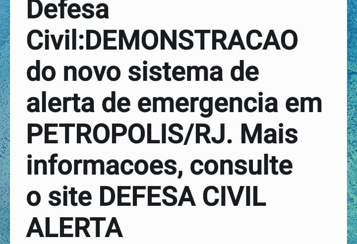 Teste do Sistema de Alerta de Desastres tem resultado positivo