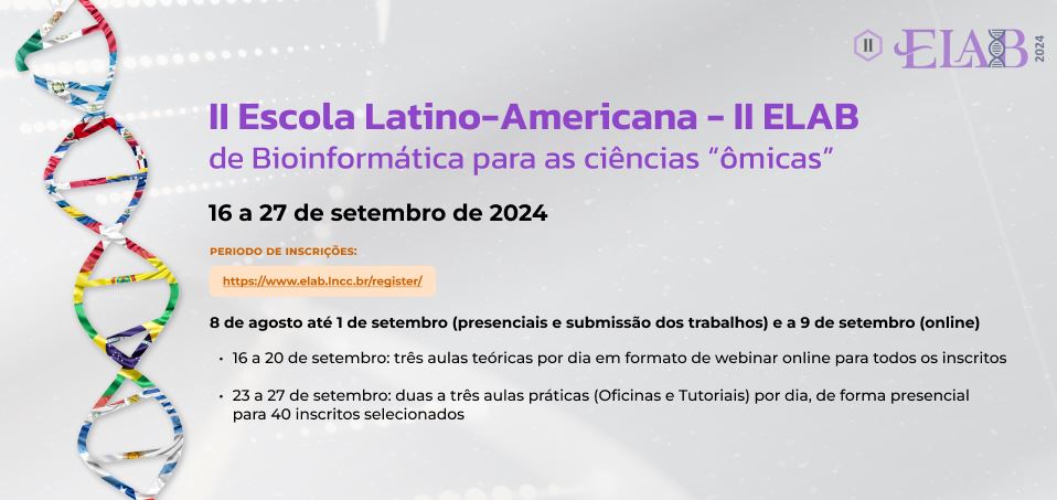 II Escola Latino-americana de Bioinformática para Ciências Ômicas ocorre em setembro com formato híbrido