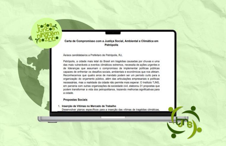 Instituto TJNS apresenta carta de compromisso para candidatos à Prefeitura de Petrópolis