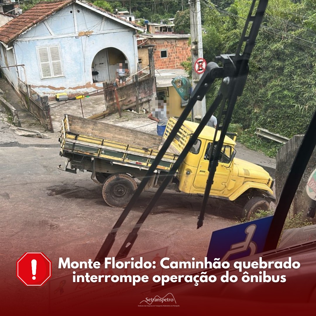 Linha de ônibus Monte Florido (329) está interrompida devido à quebra de um caminhão