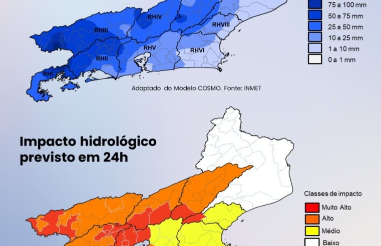 Inea emite boletim com previsão de chuva forte e impactos hidrológicos em quase todo estado