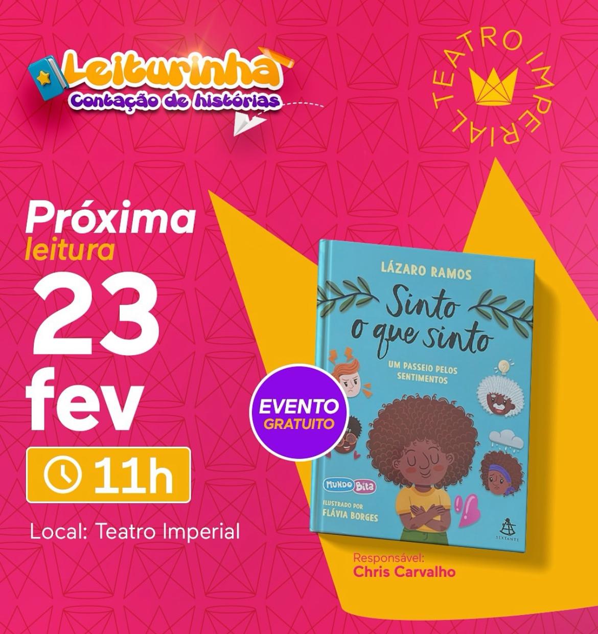 Teatro Imperial apresenta livro de Lázaro Ramos em parceria com o Mundo Bita no projeto gratuito “Leiturinha” neste domingo, às 11h